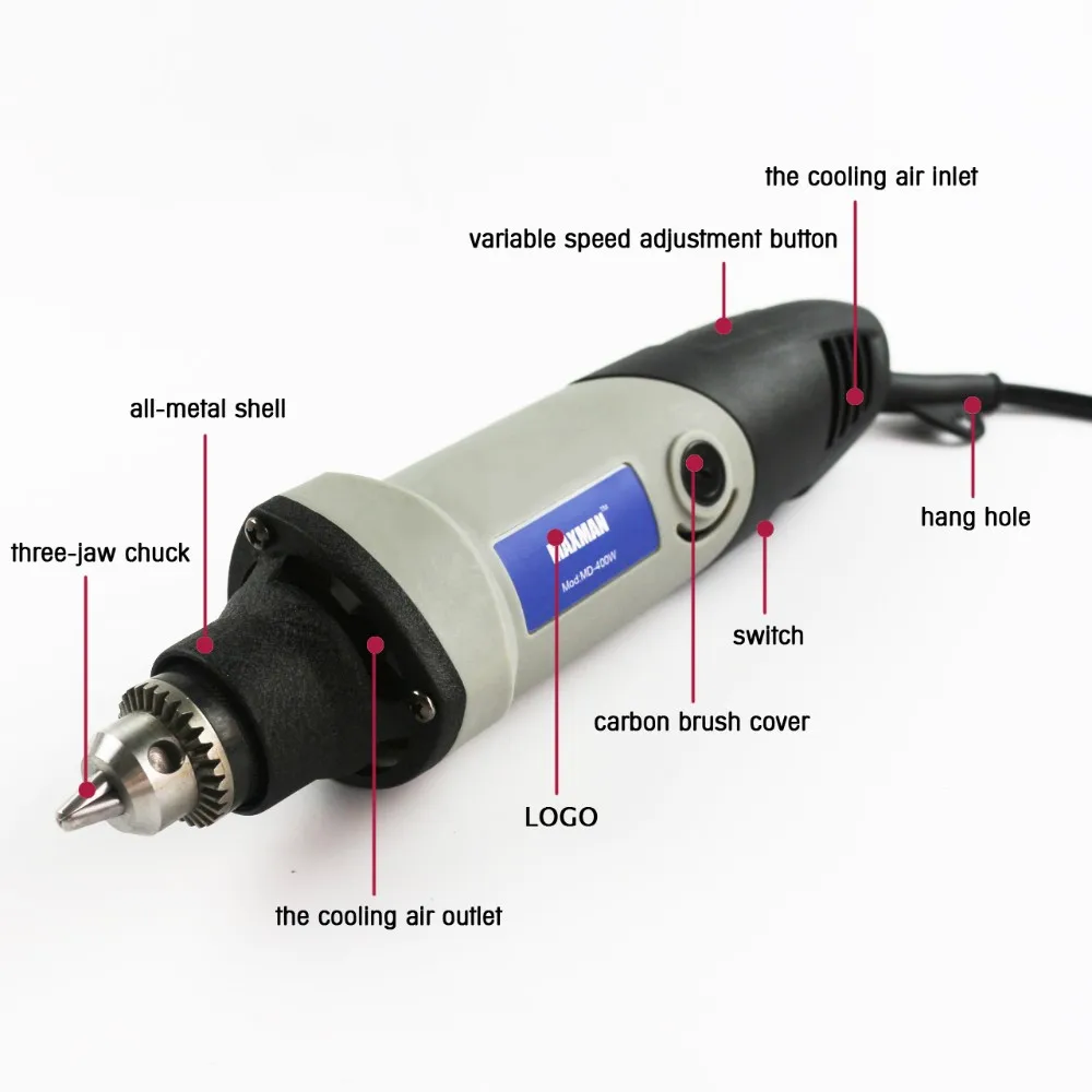 MAXMAN профессиональный электрический мини шлифовальный станок Dremel инструмент 0,6~ 6,5 мм патрон с переменной скоростью вращающийся инструмент DIY Многофункциональные электроинструменты