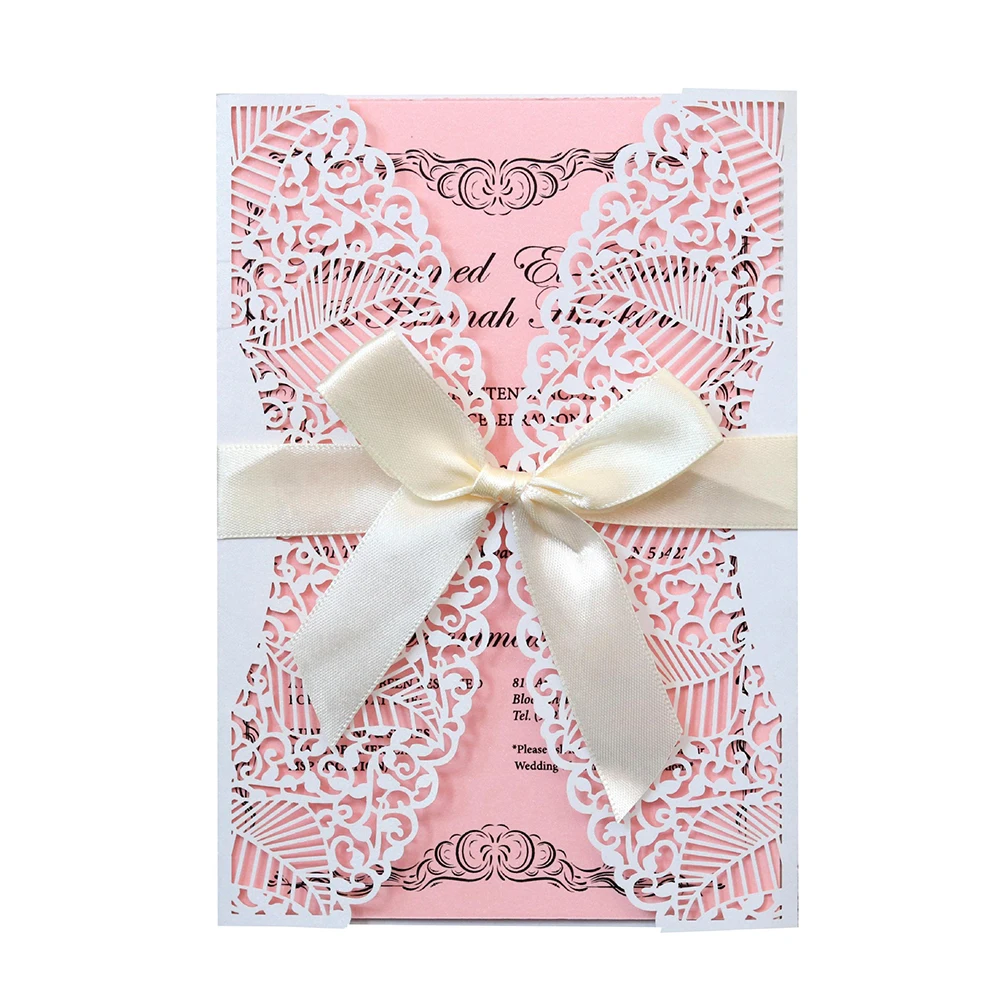  Luxurious 10Pcs Hollow Laser Cut Wedding Invitations Card Elegant Engagement Wedding Fashion Greeti - 33044503130
