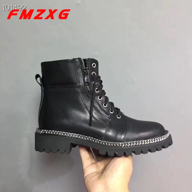 

Flats Platform Women Boots Female Winter Boots Fashion Quality Motorcycle Designer Boots Woman Booties Black Leather Ankle Boots