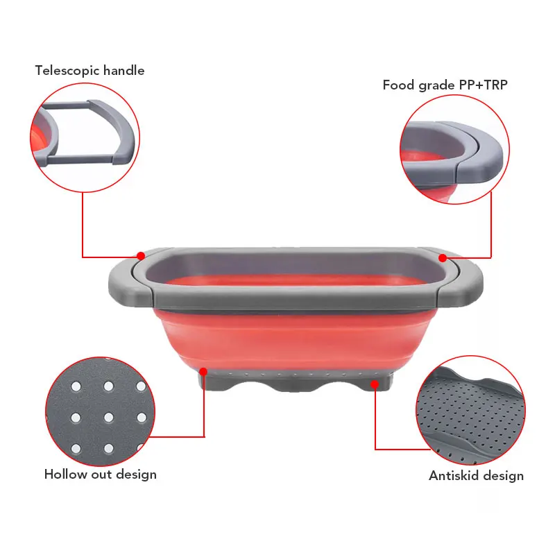 Складные дуршлаги Myvit, ситечко для кухни, закрытый сеткой слив, складные корзины для фруктов и овощей, складные дренажные корзины, кухонные инструменты