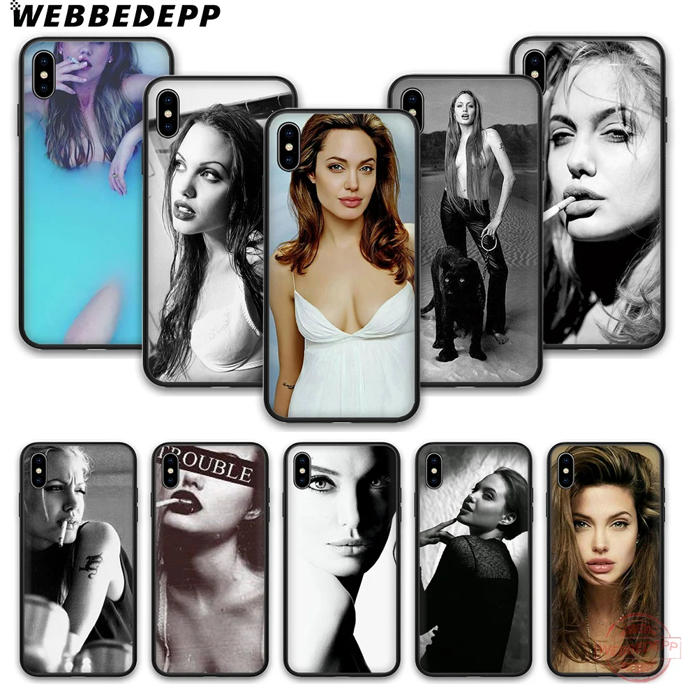 WEBBEDEPP Angelina Jolie Мягкий силиконовый чехол для телефона iPhone 5 6 7 8 Plus X XS XR Max.11 11peo 11proMax |