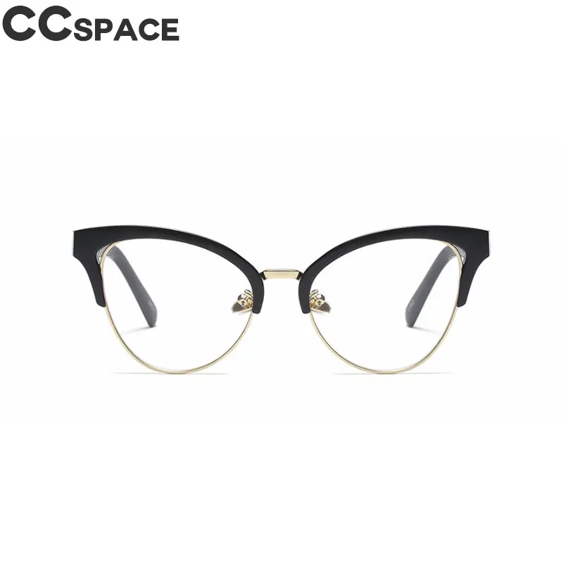 Half Frame Cat Eye Hollow Glasses Frames Women Trending Optical Fashion Computer Glasses 45640 - Цвет оправы: C4 bright black