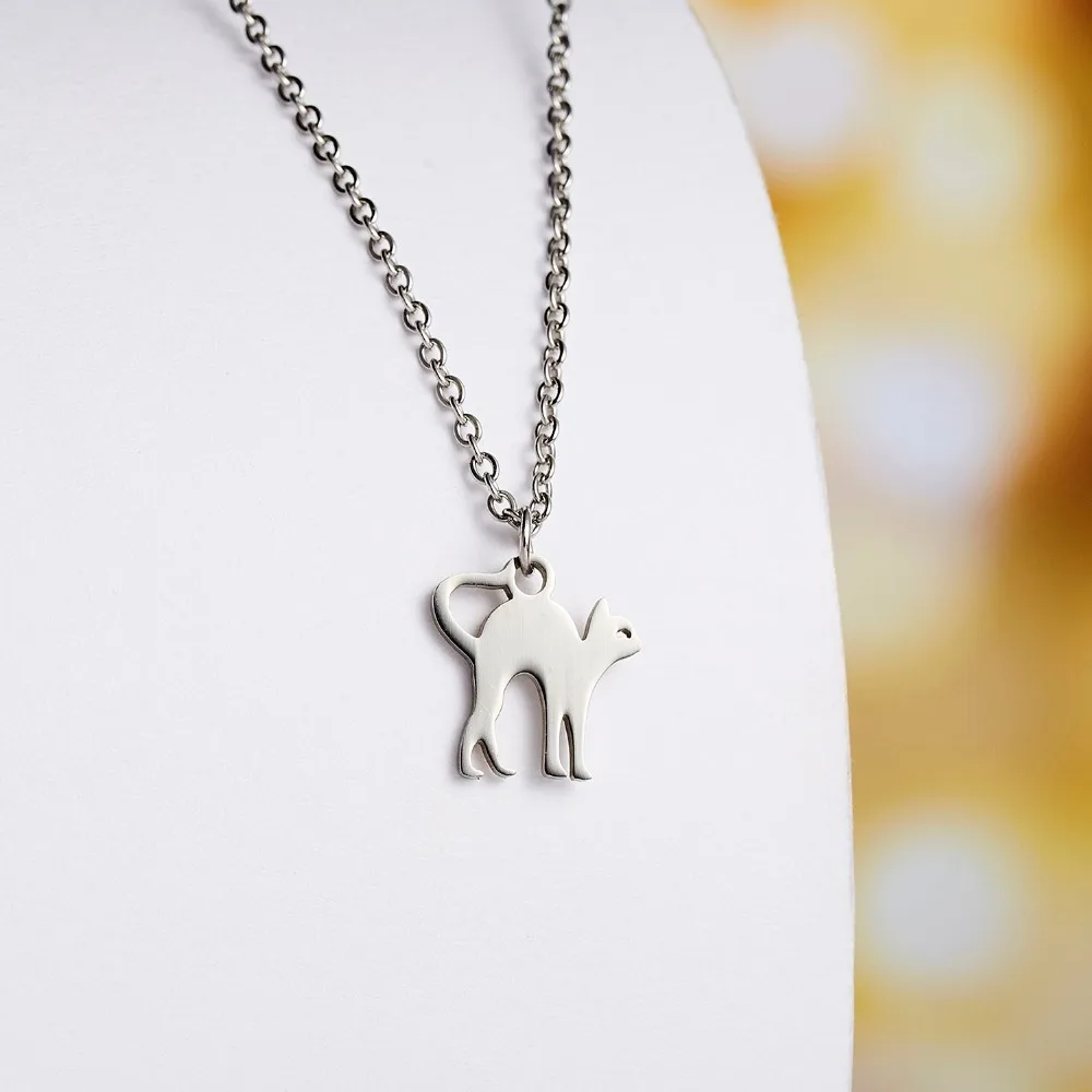 Rinhoo нержавеющая сталь с милым котом Очаровательное ожерелье с простым дизайном кулон для домашних животных кошка ожерелье для кошек женское ювелирное ожерелье подарок для любви