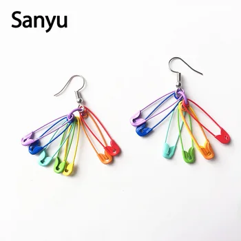 

Fashion Rainbow Color Cool Pins Long Tassel Drop Earrings for Women Girls Creative Exaggerated Dangle Earrings Decorations 2020