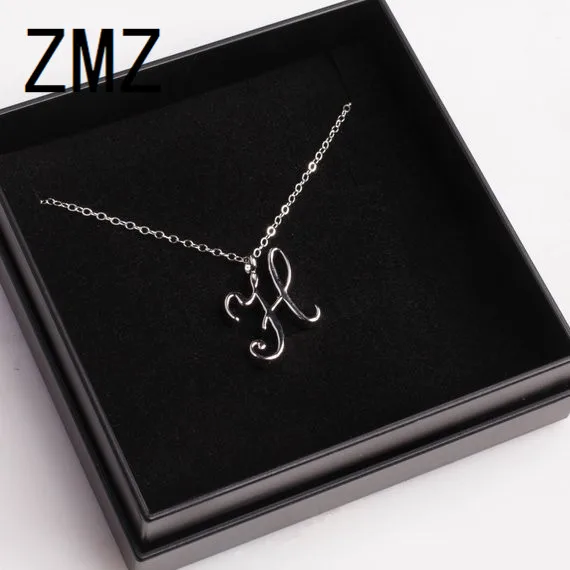 Online Zmz 2018 Eropa KAMI Fashion Bahasa Inggris Huruf Liontin Indah Huruf H Teks Kalung Hadiah untuk Ibu Pacar Pesta perhiasan