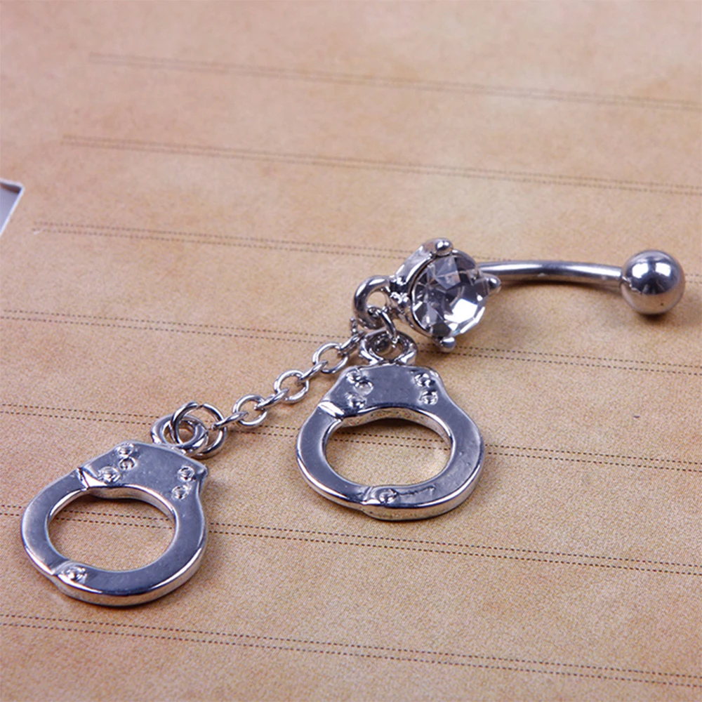 Простая личность наручники Кристалл Стиль пупка штанги кольца пирсинг Подарок для мужчин женщин#23598