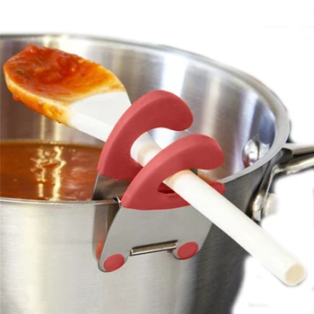 

Useflul Pot Clips Stainless Steel Tongs Holder for Pot Pan Spoon Holder Spatula Storage Rack Kitchen Cooking Tools