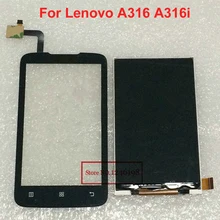 100% Good Working Black Touch Screen Digitizer + LCD Display For Lenovo A316 A316i Mobile Replacement Free shipping