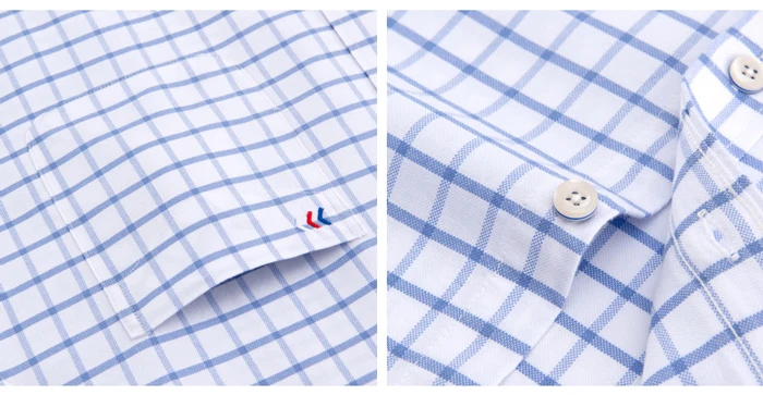 Мужская Стандартная посадка короткий рукав кнопка вниз нашивка для рубашки один нагрудный карман хлопок летняя повседневная однотонная/клетчатая/полосатая рубашка