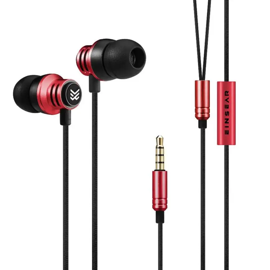 Günstige AK Original EINSEAR T2 In Ohr Kopfhörer Dynamische 3,5mm mit mic Stereo Headset Ohrhörer Luft Und Raumfahrt Aluminium Legierung Kopfhörer