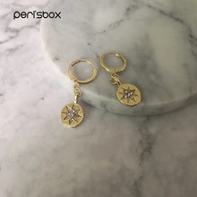 Péri'sbox Dainty huit étoiles Huggie boucles d'oreilles pour femmes or pièce minuscule cerceaux boucles d'oreilles avec strass bijoux minimalistes(China)