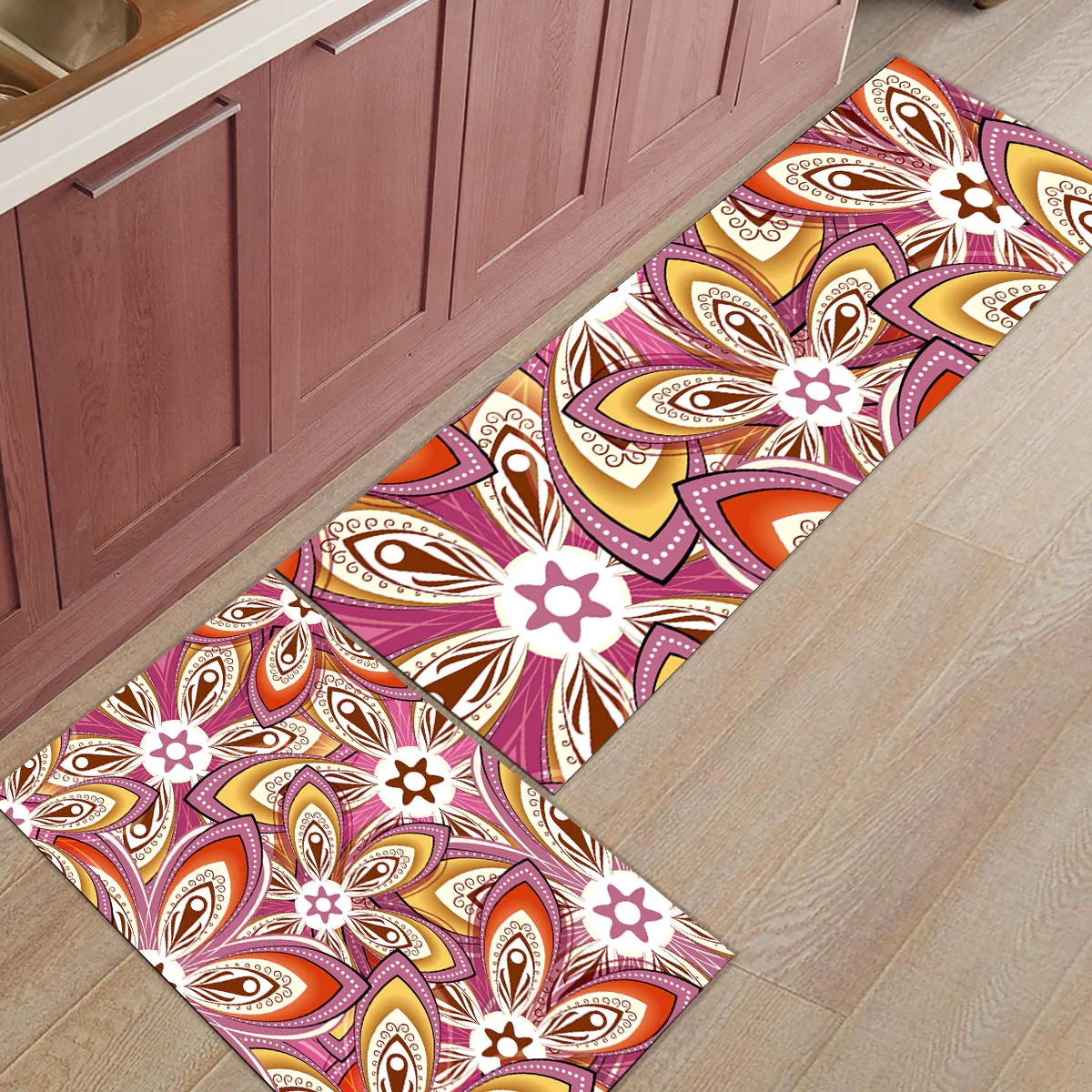 2 шт. кухонные подстилки И КОВРИКИ НАБОР современный Ретро Этническая Мандала домашний декор Нескользящая зона бегун входной коврик