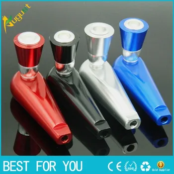 

6pcs/lot Fashion big heavy colored Metal Pipe With Cover Smoking Pipe Magic Gift Promotion