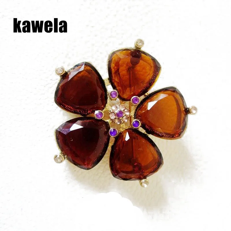 

Free Shipping Brown Flower Sweet Elegant Petal Brooch