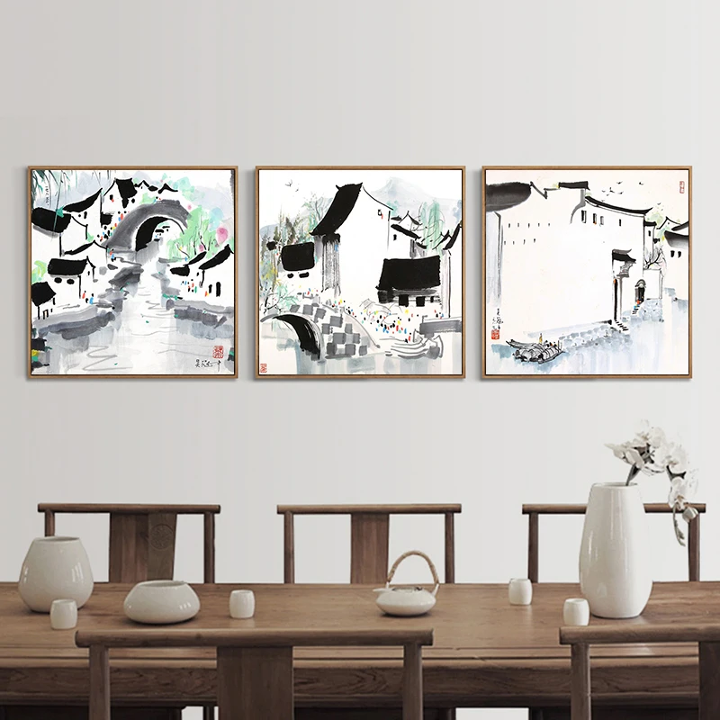 Wu Guanzhong Rumah Minimalis Modern Abstrak Hitam Putih Tinta Cina