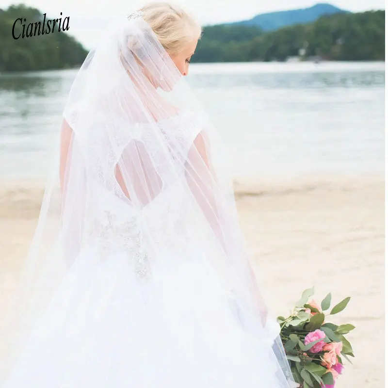300 см 2019 новый стиль один слой 3 м белый свадебные вуаль легкая Тюлевая с расческой Flor Cabelo Casamento Noiva