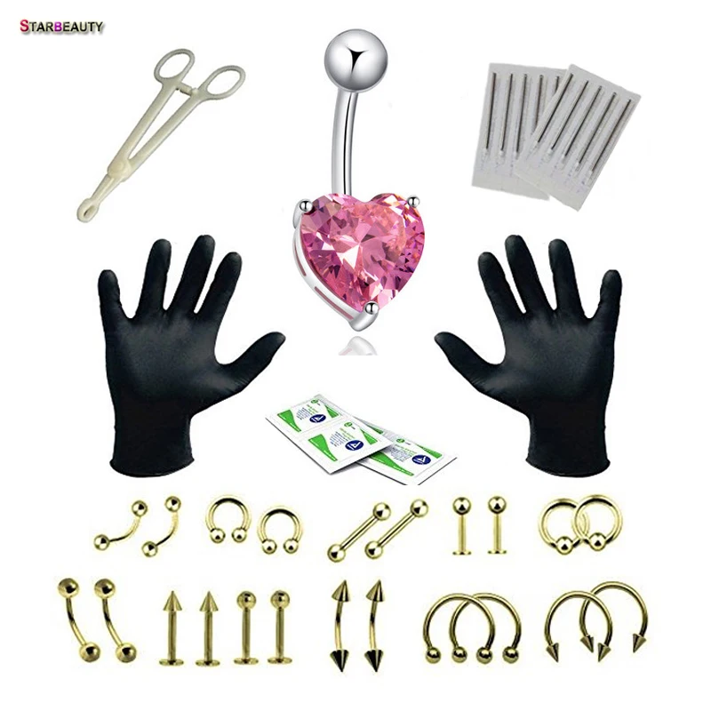 28 pieces/set Surgical Use Body Piercing Tools Kit Kylie Lip Piercing