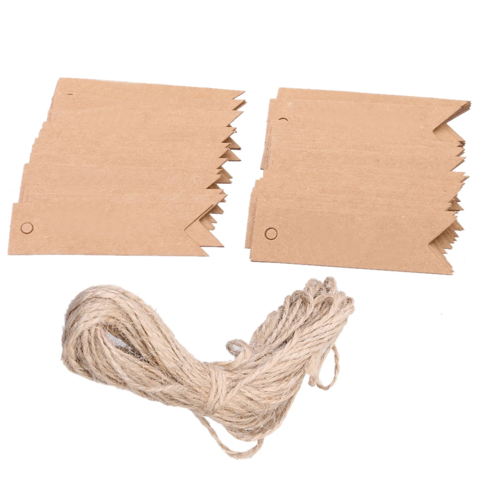 100pcs Blank/thank you Kraft Paper Hang Tags Wedding Party Label Gift Cards