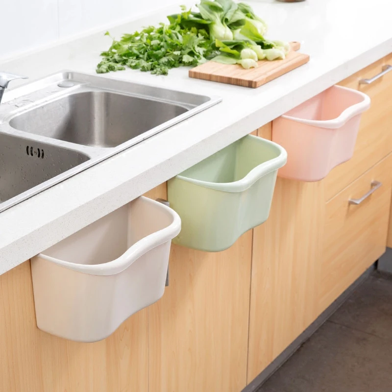 Hanging Trash Kitchen Plastic Dustbin Storage Box Door Debris