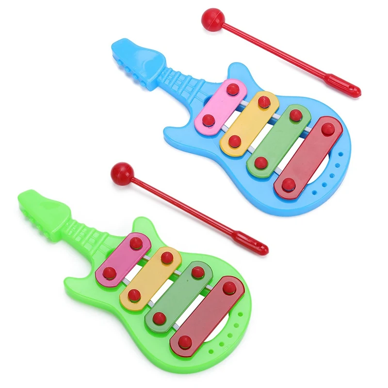 

MrY Development Puzzle Toy Mini Baby Guitar Hand Knocked Piano Shape Kids 4-Note Musical Instrument Toys Wisdom