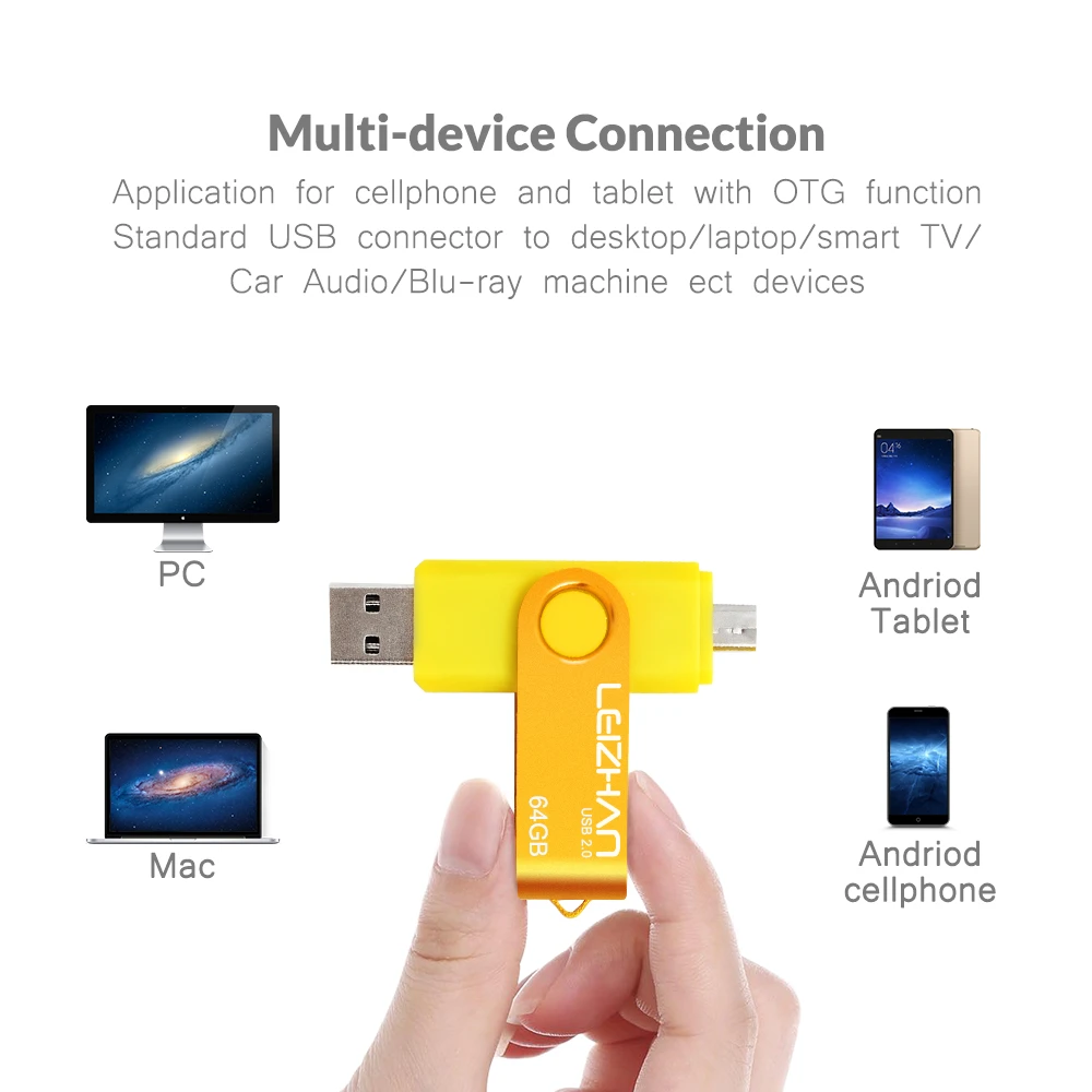 LEIZHAN Micro flashdrive Android накопитель OTG USB флеш 128 Гб 64 ГБ 32 16 8 4 г Флешка карта памяти