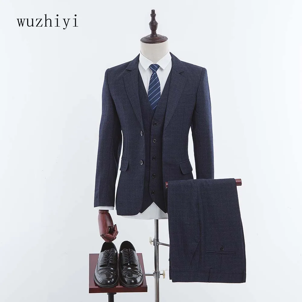 Wuzhiyi новейший дизайн пальто брюки шерстяной твидовый мужской костюм 3 шт. индивидуальный мужской костюм, индивидуальный костюм для жениха для мужчин