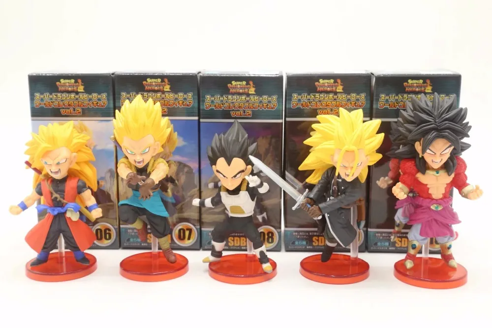 

Anime 5pcs/set Dragon Ball Super Dragonball Heroes vol.2 Son Goku Vegeta Broly Super Saiyan PVC Figures Toys Model Collectible