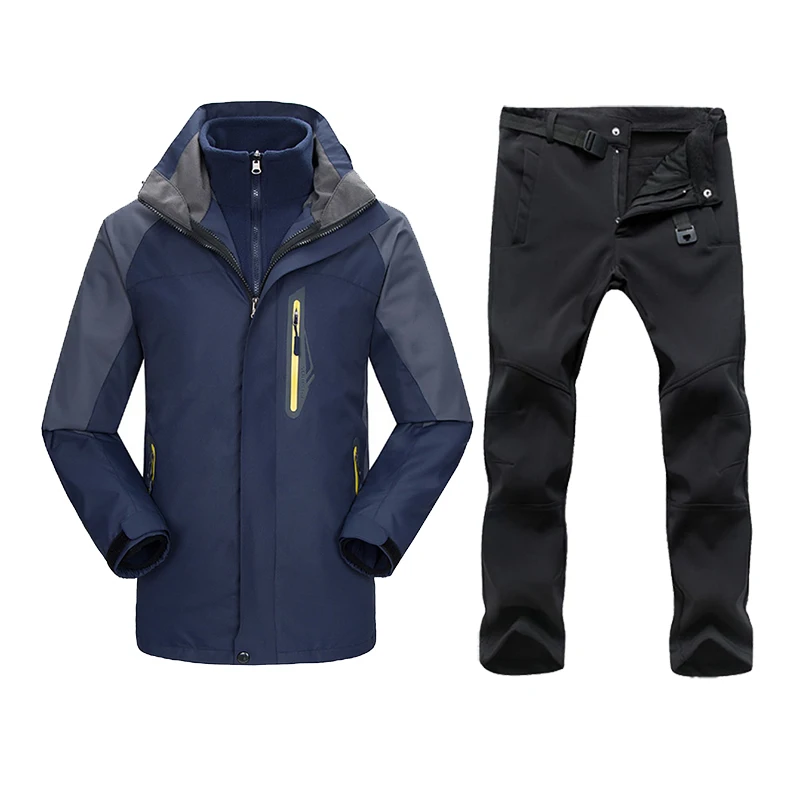 Men Winter Waterproof Jacket Pants Trekking Hiking Camping Ski Snowboard Jackets Outdoor Thermal
