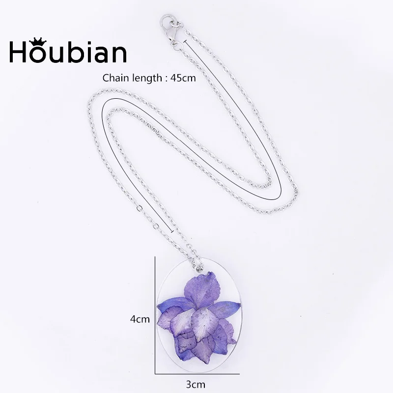 Хоубийский фиолетовый кулон с высушенным цветком ожерелье Мода смолы высушенный цветок ожерелье ювелирные изделия для девушки подарок
