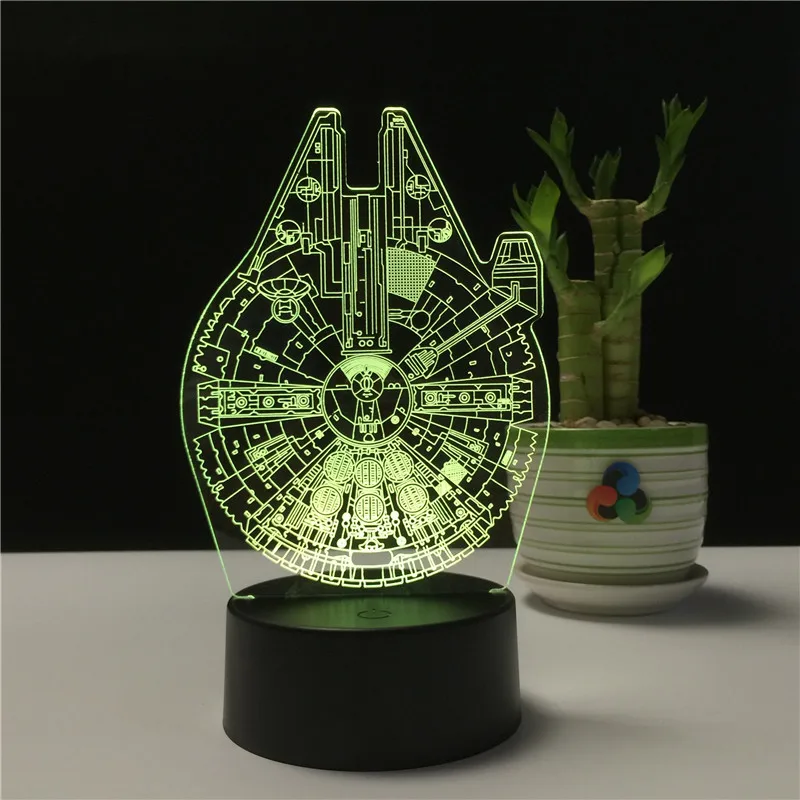 Звездные войны Сокол Миллениум 3D Голограмма лампочка ночник USB Luz De LED сенсорный