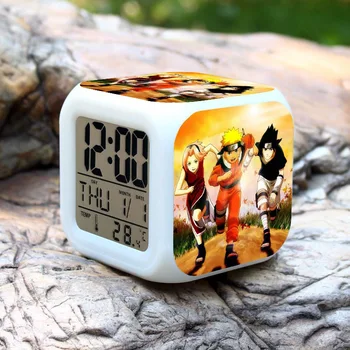 

Japan Anime Naruto Digital Alarm Clock Toys with LED Light Colorful Night Light PVC Clock Students Desk Decor Toys for Children