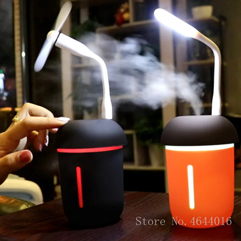 

3 in 1 200ML USB Air Humidifier Ultrasonic Cool-Mist Adorable Pet Mini Humidifier With LED Light Mini USB Fan