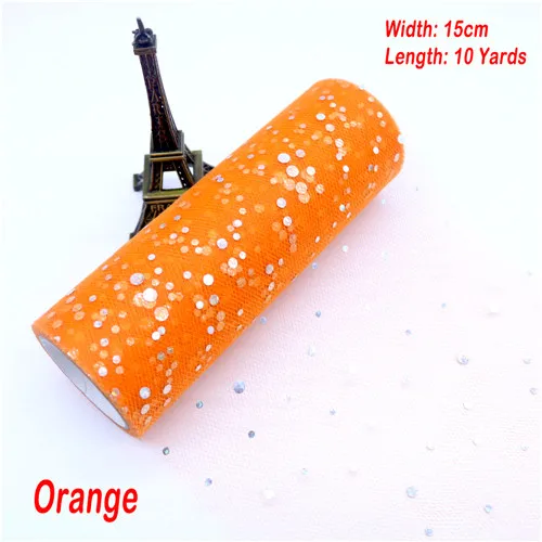 Orange 10yards Блестящий рулон тюля с блестками 10 ярдов 15 см катушка пачка свадебное украшение Bady душ органза лазер DIY ремесло день рождения принадлежности - Цвет: Orange 10yards