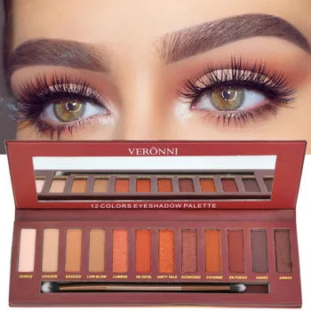 

Newest Women Eyeshadow Palette 12 Colors Matte Shimmer Eyeshadow Makeup Warm Brown Red Smoky Eyes Cosmetics Kits xgrj