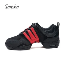 Sansha/дышащие Танцевальные Кроссовки для мужчин и женщин; цвет черный, красный; сетчатая подошва с разрезом; обувь для танцев на квадратном каблуке; Танцевальная обувь для сальсы; P22M