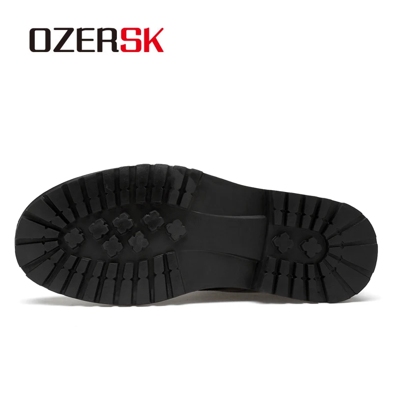 OZERSK Autumn Men Boots Genuine Leather Ankle Boots Male Lace Up Non-slip Boots British Work Shoes Plus Size Zapatos De Hombre
