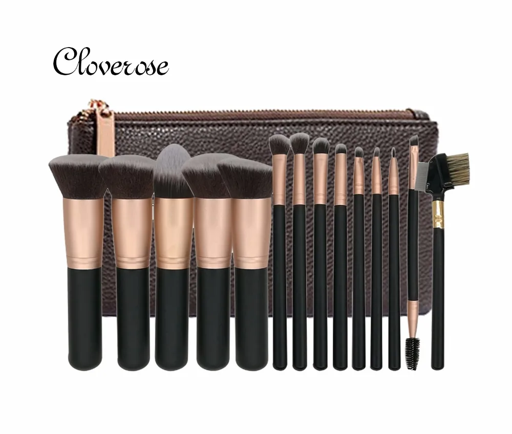 

Cloverose Store 14Pcs Makeup Brushes Set Cosmetic Powder Foundation Blush Eye shadow Eyeliner Lip Beauty Make up Brush Tools