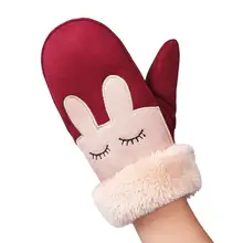 Зимние Детские кроличьи варежки с отворотами для девочек и мальчиков, теплые перчатки на полный палец, 25 Aug