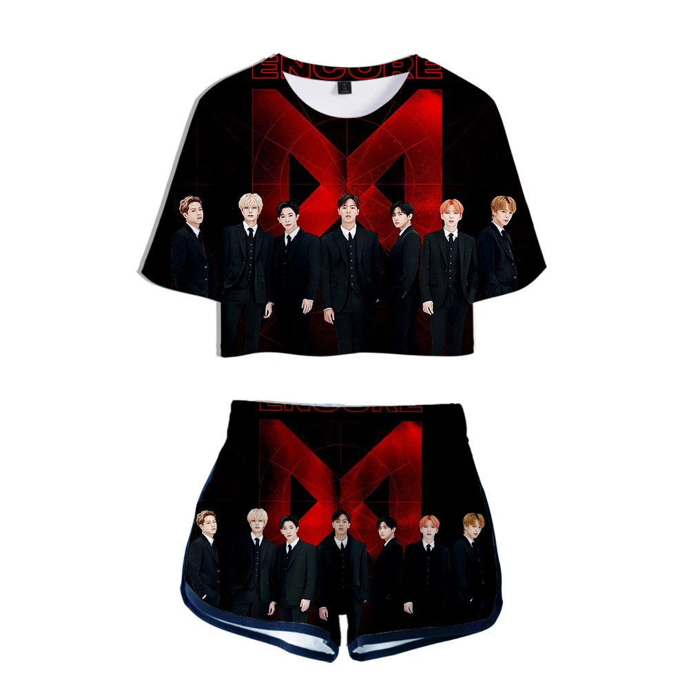 Модный комплект одежды в стиле хип хоп из 2 предметов Monsta X корейский женский шт.