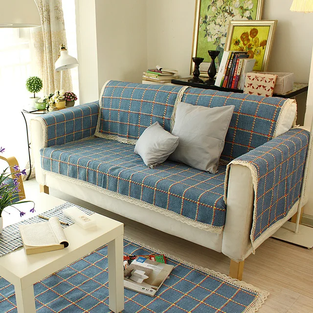 Us 21 94 49 Off Wliarleo Thicker Sofa Towel Weave Plaid Cover Slip Resistant Covers For A Couch Blue High Quality Slipcover Cubresofas In