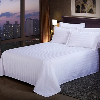 

Pure White Stripe Hotel Flat Sheet 1pc 100% Polyester Bed Sheets Bed Linens 180cm*230cm/230cm*240cm/245*270cm Size Free Shipping