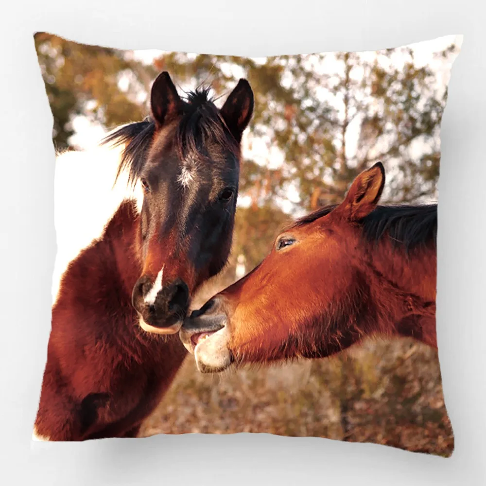 Cute Horse Throw Pillow Wedding Decorative Cushion Cover Pillow Case