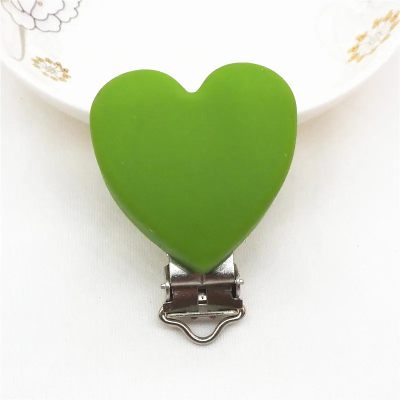 Chengkai 25 шт. силиконовые зажимы для сердца DIY Детские пустышки Прорезыватель пустышка для младенца игрушка бижутерия для прорезывания зубов ремесло BPA бесплатно - Цвет: Vivid Green