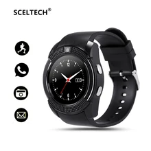 

SCELTECH V8 Bluetooth Smart Watch 1.22 Round Screen with SIM / TF Card Clock Camera SmartWatch Wristwatch for Android iOS Phone