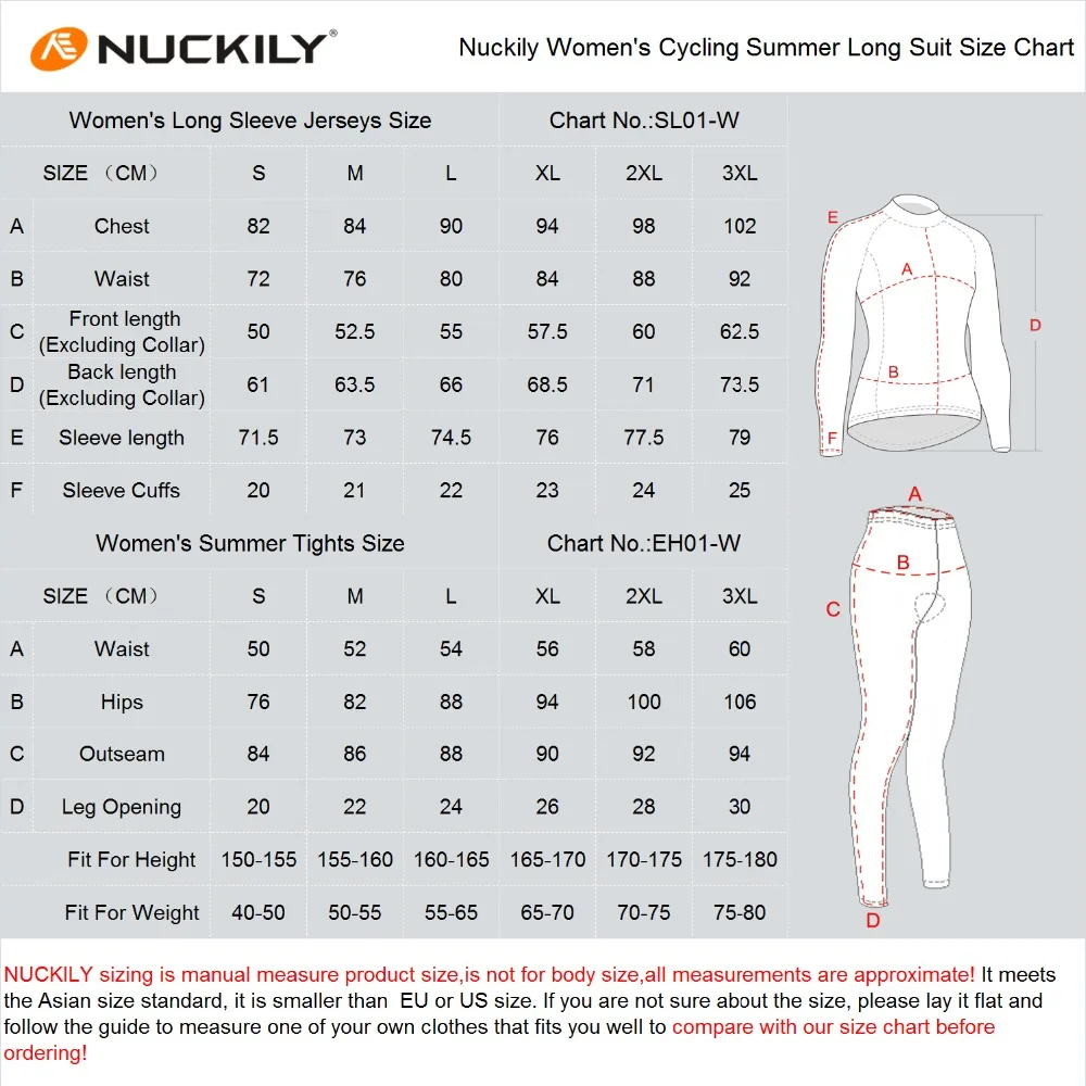 NUCKILY Women Cycling Long Set Breathable Spring//Autumn Bike Wear Suits