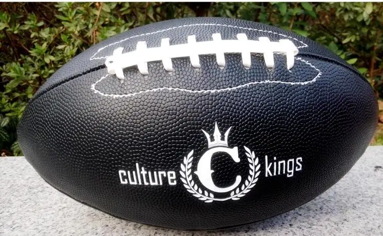 Color Negro deporte al aire libre Rugby bola pelotas de fútbol americano pu tamaño 9 para universitarios adolescentes entrenamiento y partido