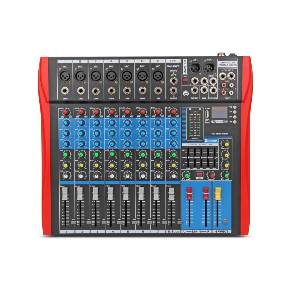 XTUGA ES802 USB/MP3/Bluetooth профессиональная сценическая звукомикшер встроенный цифровой