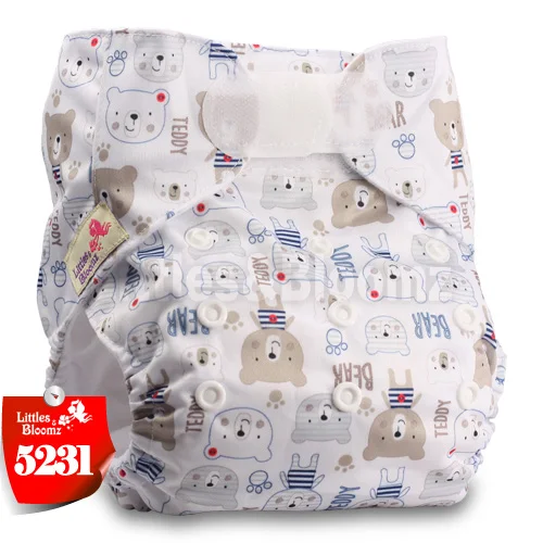 [Littles&Bloomz] Детские Моющиеся Многоразовые, настоящая стандартная ткань, застежка-липучка, карман для подгузников, пеленки, обертывание, подходит для рождения в горшке - Цвет: 5231