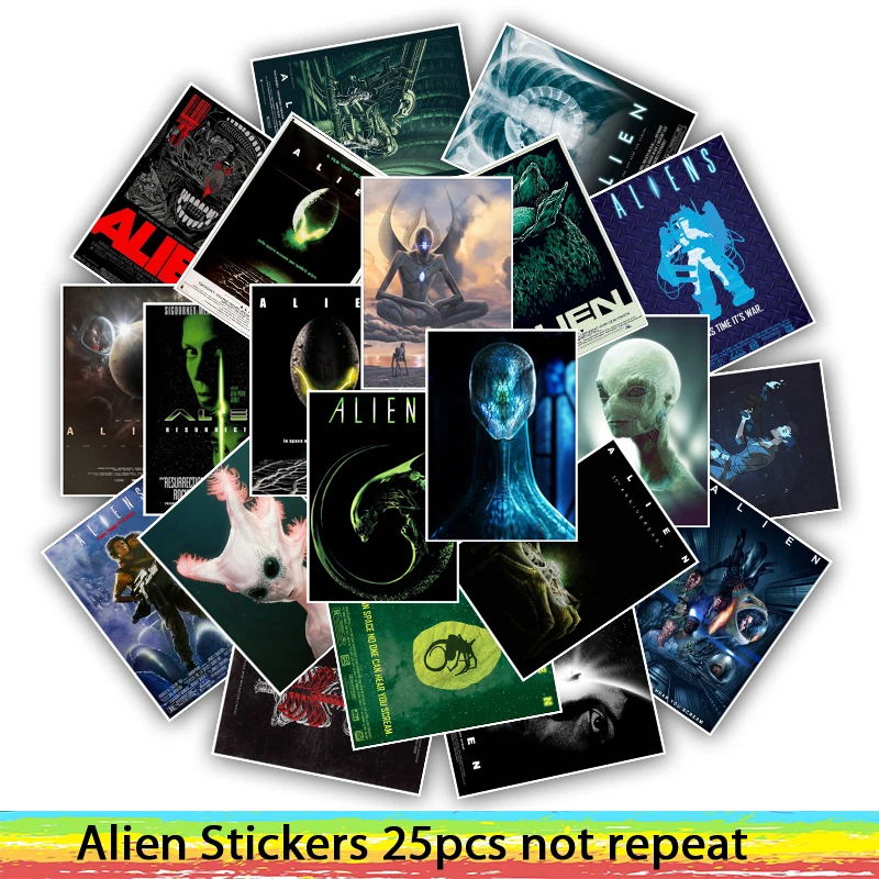 25pcs Movie Alien Stickers for Skateboard Phone Motorcycle Luggage Fashion Funny Sticker Bomb JDM DIY Decals