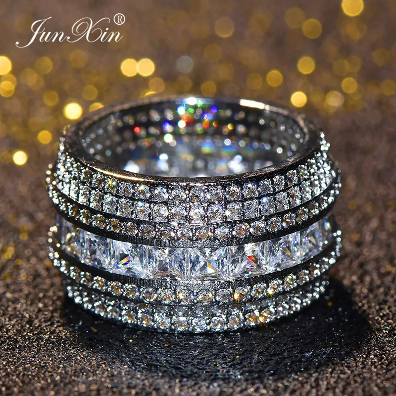 Роскошные женские большие кольца из циркона ААА, женский набор стекируемых колец из серебра 925 пробы, свадебные ювелирные изделия, кольцо на вечность помолвка
